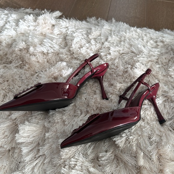Brand New Patent Burgundy Slingbacks - Picture 2 of 4